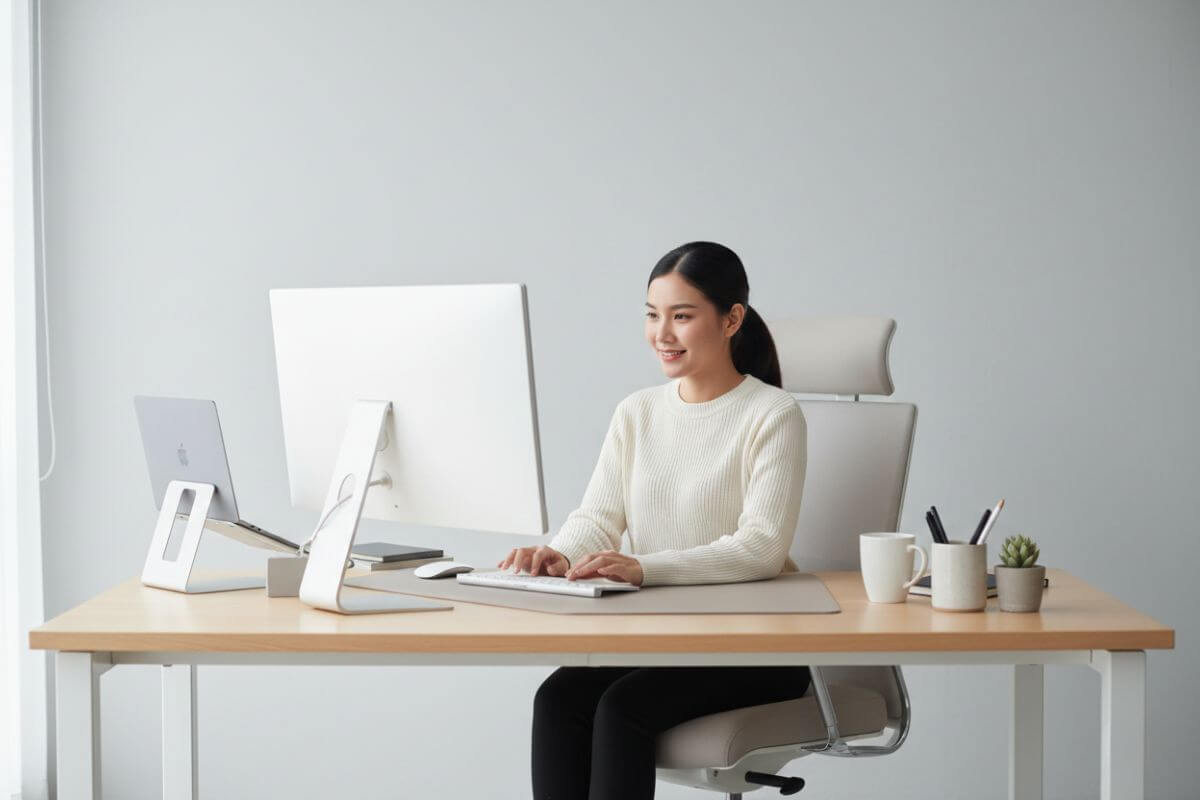 โต๊ะทำงาน ergonomic ลดปวดคอไหล่